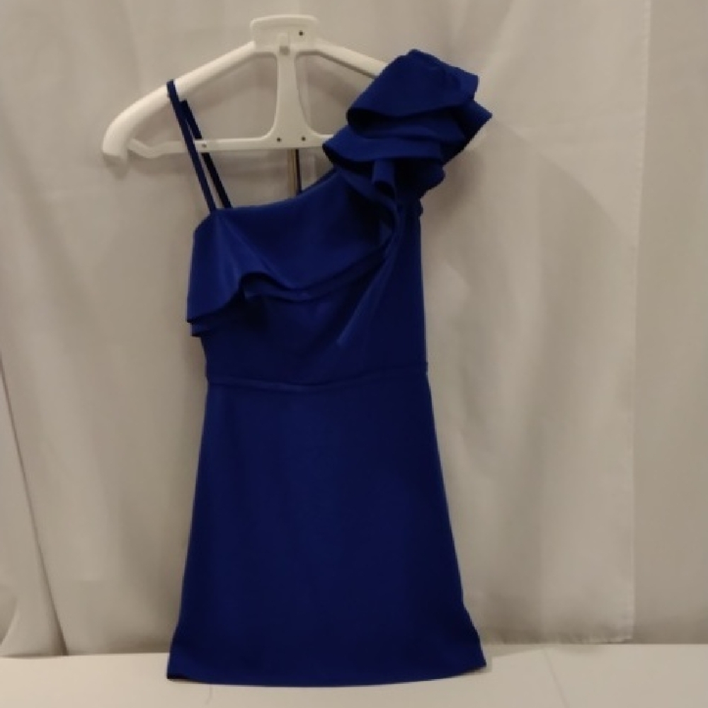 Elegant One Shoulder Blue Dress